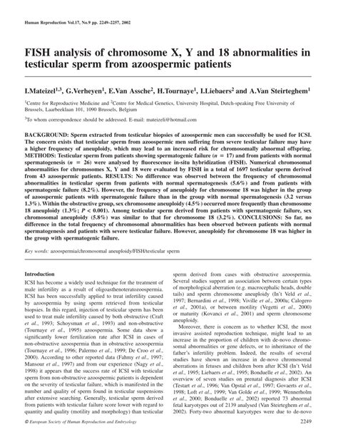 Pdf Fish Analysis Of Chromosome X Y And Abnormalities In