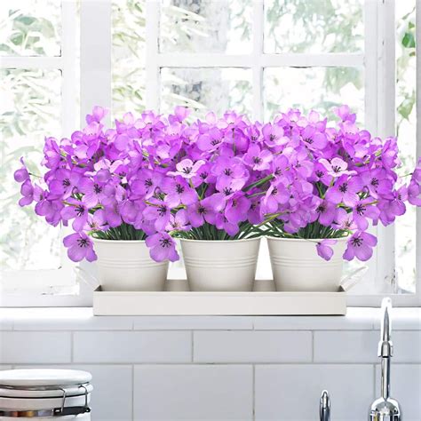 20 Bundles Artificial Flowers Silk Flowers Outdoor Decoration UV