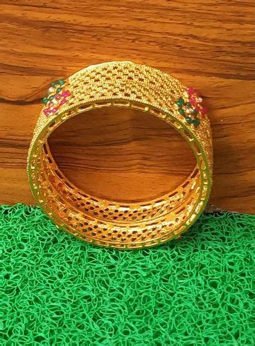 Golden Party Wear Gold Plated Brass Bangle Size Inch At Rs