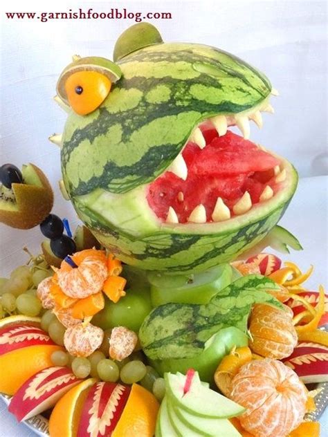 T Rex Watermelon Carving Kindergeburtstag Essen Essen Schnitzen Essen