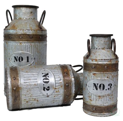 Galvanized Metal Rustic Milk Can Vintiquewise