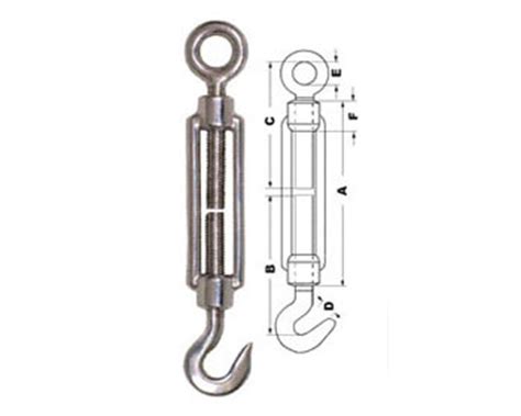 Esticador Forjado Inox Gancho X Olhal Aisi Ari Cabos