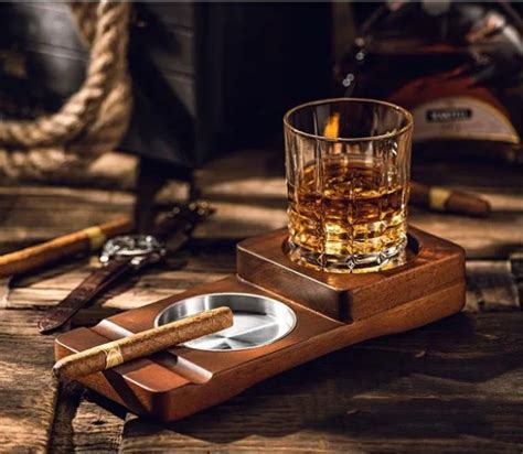 Whiskey Glass Tray Solid Wood Cigar Ash Tray Cigarette Ashtray Cigar Whisky Tray Buy Wooden