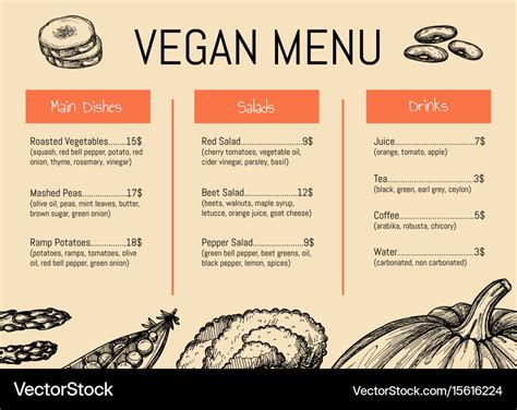 Vegan cafe menu identity typographic design Vector Image