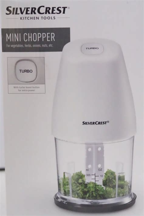 Silvercrest Mini Chopper Vegetables Herbs Nuts Ice Turbo Boost Button