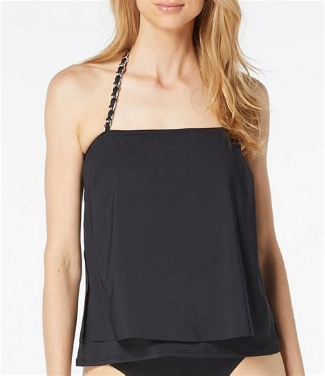 Michael Michael Kors Halter Neck Chain Strap Layered Tankini Bandeau