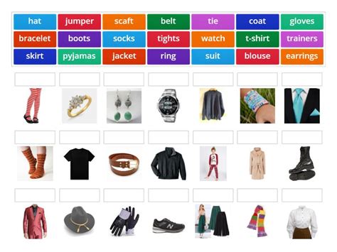 Board game: clothes and accessories - Match up