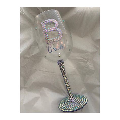 Bedazzled Wine Glass With Initial Bling Wine Glass With Name Rhinestone