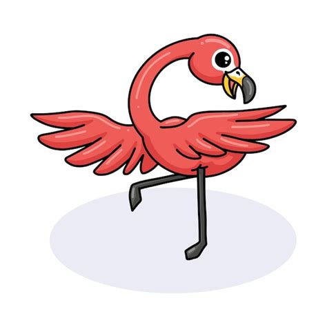 Cute Dibujos Animados De Flamencos Rosados Vector Premium