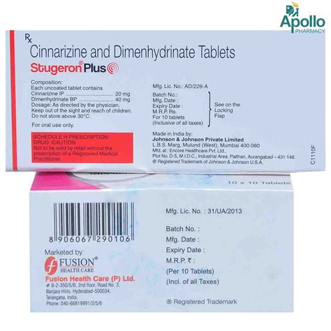 Stugeron Plus Tablet 10 S Price Uses Side Effects Composition