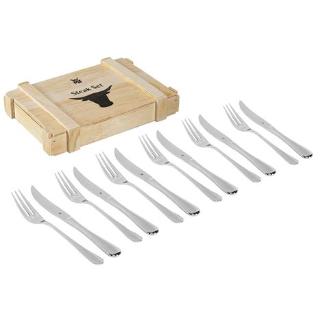 Wmf Steak Knives And Forks Set Pairs In Wooden Box Silver Bricoinn