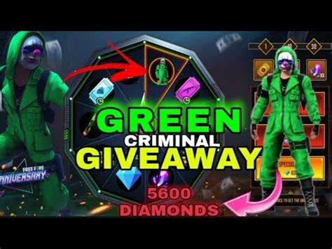 FREE FIRE LIVE GREEN CRIMINAL BUNDLE AND 5600 DIAMONDS GIVEAWAY AK