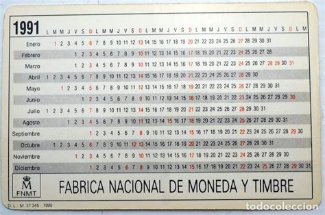 Calendario F Brica Nacional De Moneda Y Timbre Comprar Calendarios