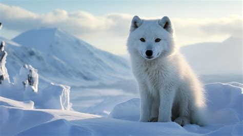 Premium Photo | A white wolf sitting in the snow