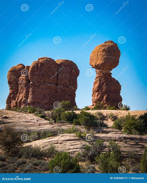 Rock Formations in Arches National Park Moab Utah, Vertical Stock Image
