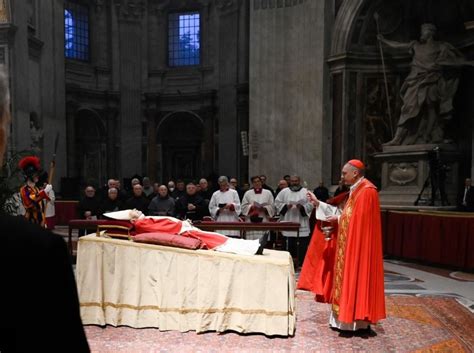 Franciscan Friars Conventual Praying For The Repose Of The Soul Of Pope Emeritus Benedict Xvi