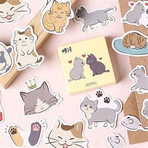 Cute Kawaii Cats And Chores Sticker Pack Cute Fun Stickers Etsy