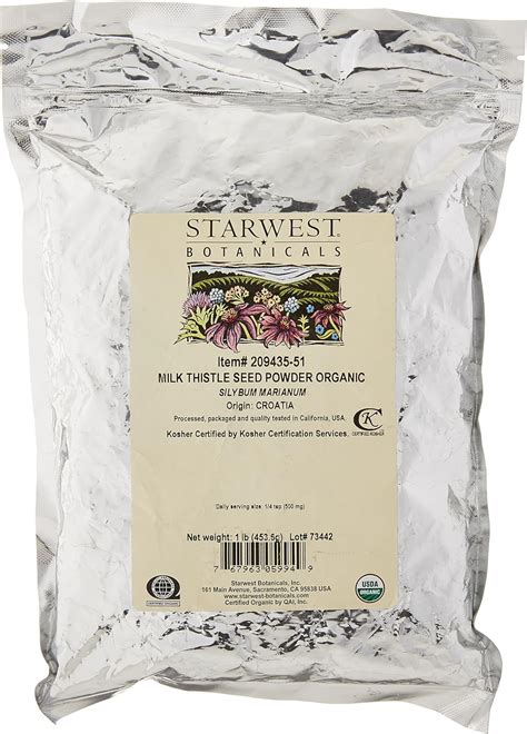 Amazon Starwest Botanicals Organic Milk Thistle Seed Powder