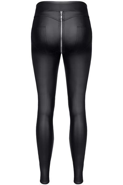 Schwarze Leggings In Wetlook Optik Mit Rei Verschluss Hosen Club Hot Fashion Odretto