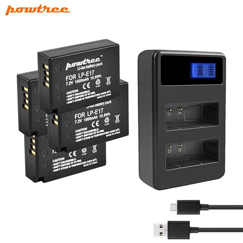 Powtree batería recargable para Canon cargador Dual USB LCD 7 2 V