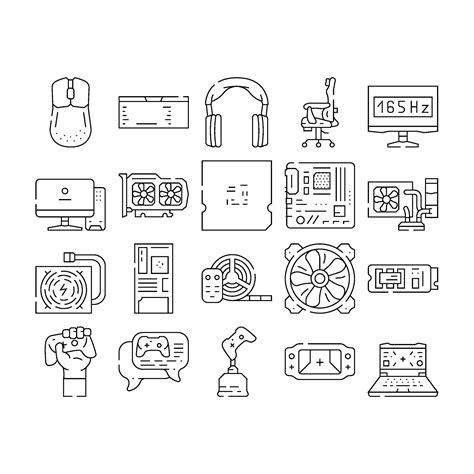 Game Pc Computer Gaming Icons Set Vector Art At Vecteezy