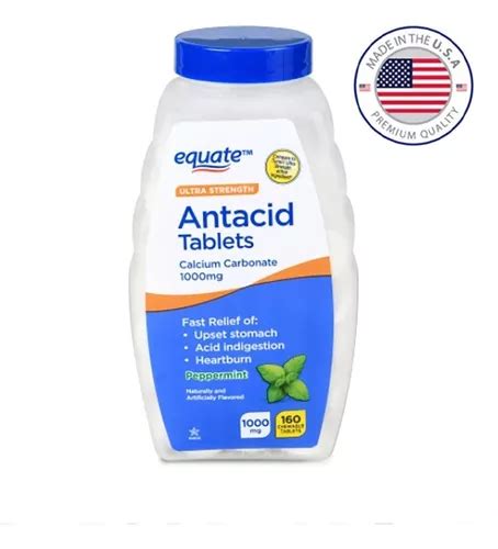 Equate Ultra Strength Antacid Peppermint 1000mg C 160 Tablet Frete grátis