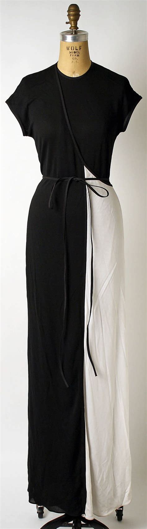 Black Knit Evening Dress With Single White Panel By Geoffrey Beene