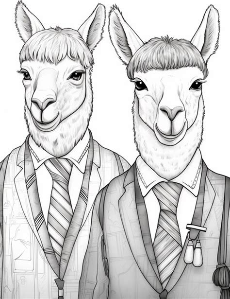 Premium Photo There Are Two Llamas Dressed In Suits And Ties