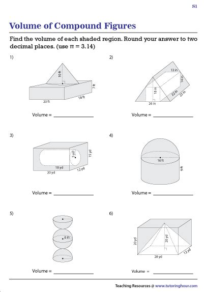 Volume Of Composite Shapes Worksheet With Answers