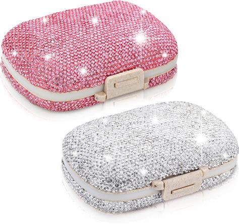 Amazon Layhit 2 Pieces Bling Pill Case Organizer Rhinestone Pill