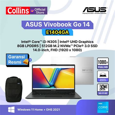 Jual Asus Vivobook Go 14 E1404ga I3 N305 8gb Ssd 256gb512gb 14 Fhd