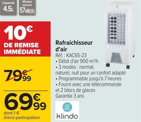 Promo Klindo Rafraichisseur D Air Chez Carrefour