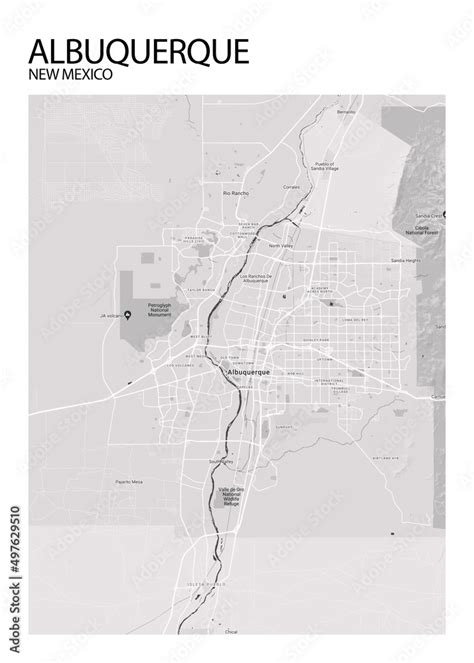 Poster Albuquerque - New Mexico map. Road map. Illustration of ...