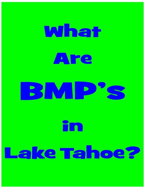 What Is A Bmp Certificate In Lake Tahoe