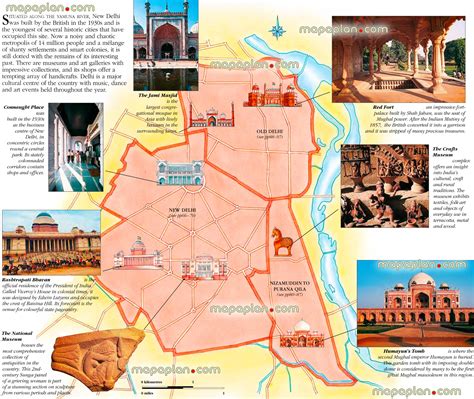 Delhi top tourist attractions map - New Delhi, India virtual