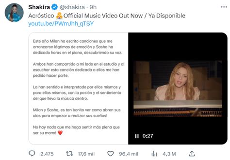 Shakira publicó el video oficial de Acróstico con la participación de