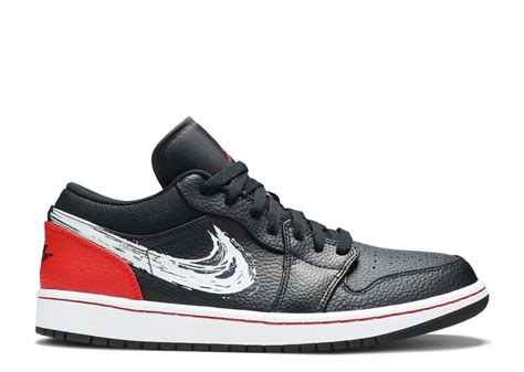 Air Jordan 1 Low Brushstroke Swoosh Black Red Air Jordan Da4659