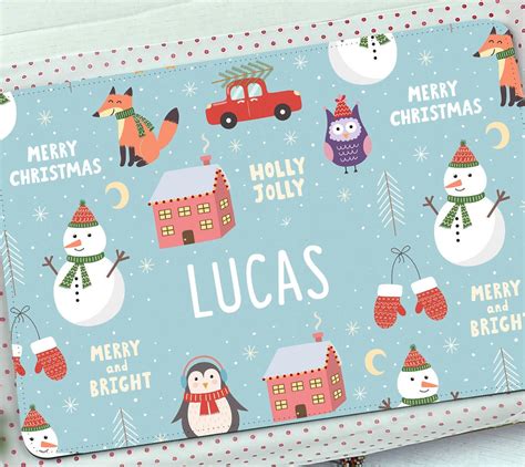 Christmas Placemat Personalised For Kids Cute Xmas Custom Etsy