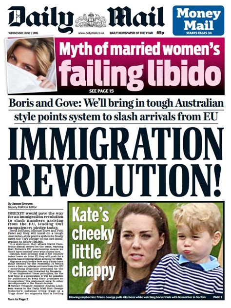 Daily Mail Front Page Immigration Revolution Skypapers