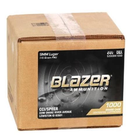 Cci Blazer Brass 9mm 115 Grain Fmj 1145 Fps 1000 Rounds Dance S Sporting Goods