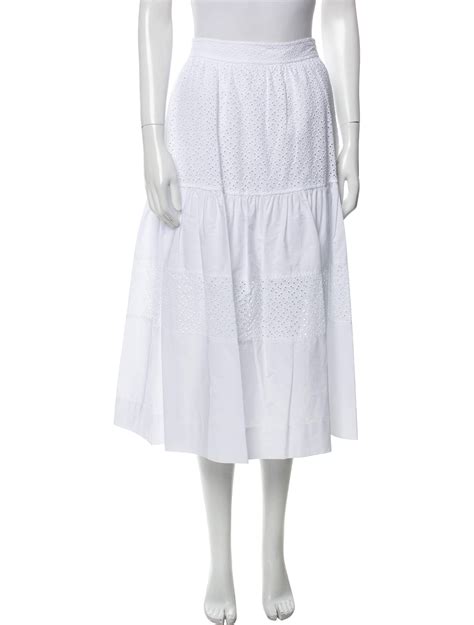 Derek Lam 10 Crosby Pleated Accents Midi Length Skirt White Skirts