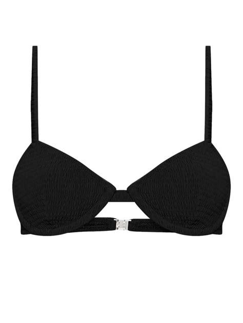 TOTEME Shirred Bikini Top Grey FARFETCH