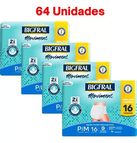 Kit Fralda Calça Geriátrica Unissex Bigfral Moviment 64 Un Frete grátis