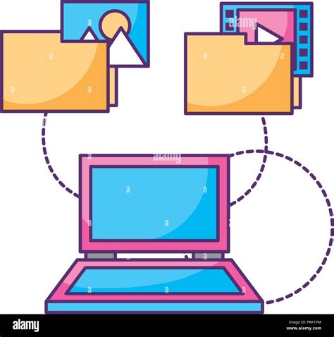 Laptop Computer Folder Files Photo Video Data Storage Stock Vector