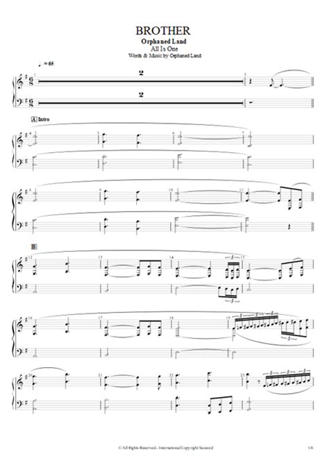 Tablature Brother De Orphaned Land Guitar Pro Full Score Mysongbook