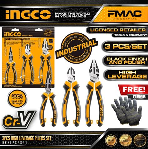 INGCO Industrial 3 Pcs Set High Leverage Pliers Set HKHLPS2831