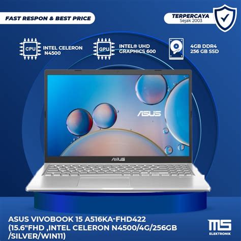 Jual ASUS VIVOBOOK 15 A516KA FHD422 15 6 FHD Intel Celeron N4500 4G