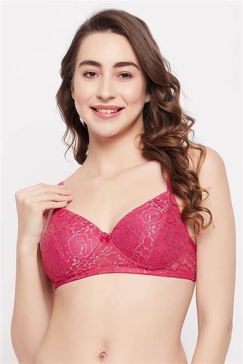 Buy Padded Non Wired Full Cup Self Patterned Multiway Bra In Hot Pink Lace Online India Best