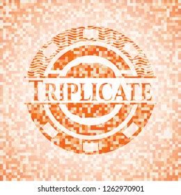 Triplicate Abstract Orange Mosaic Emblem Background Stock Vector