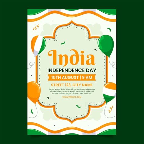 Free Vector Flat Vertical Poster Template For India Independence Day